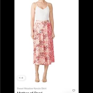 Mother of Pearl Sweet Meadow Kenzie Silk Midi Wrap Skirt pink floral Size 6 GUC